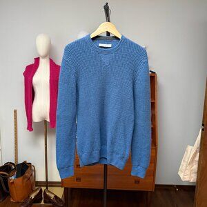 Outerknown Cashmere Cobalt Blue Waffle Knit Crew Neck Sweater Estimated Medium